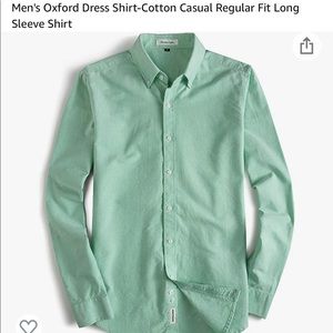 Green Long-Sleeve Casual Button Down Shirt